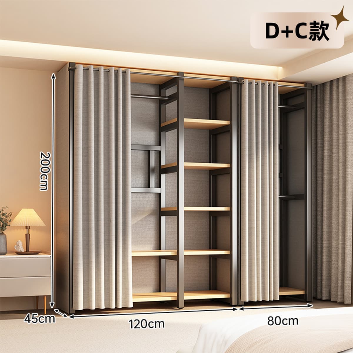 Открытый шкаф для дома, спальни, металлический каркас, гардеробная, стальной шкаф, новая горячая модель 2025 года для...