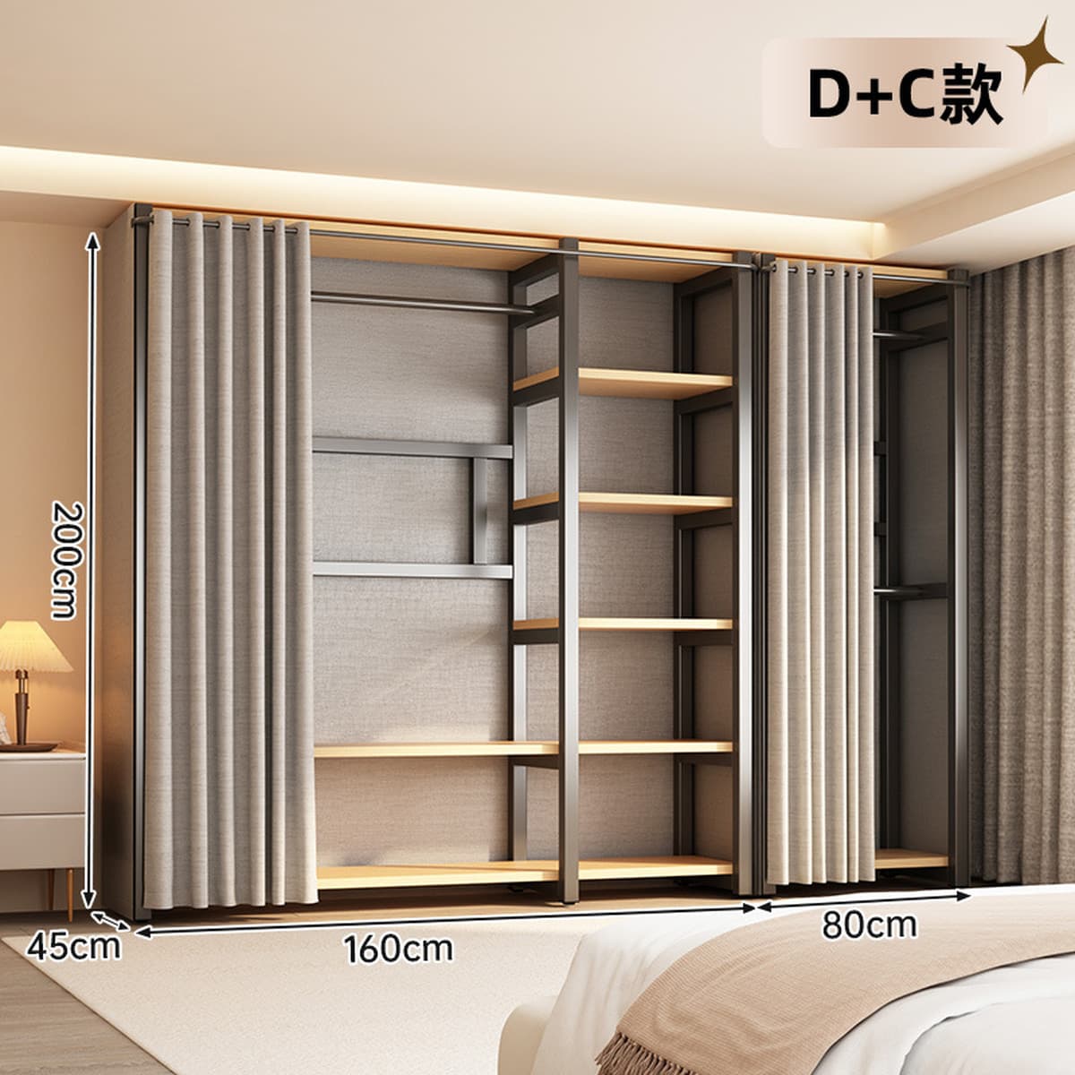 Открытый шкаф для дома, спальни, металлический каркас, гардеробная, стальной шкаф, новая горячая модель 2025 года для...