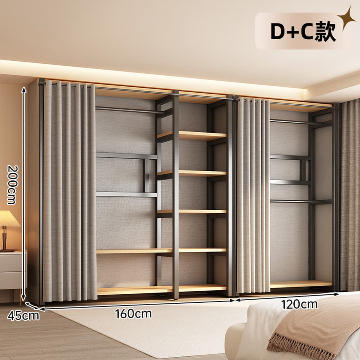 Открытый шкаф для дома, спальни, металлический каркас, гардеробная, стальной шкаф, новая горячая модель 2025 года для...