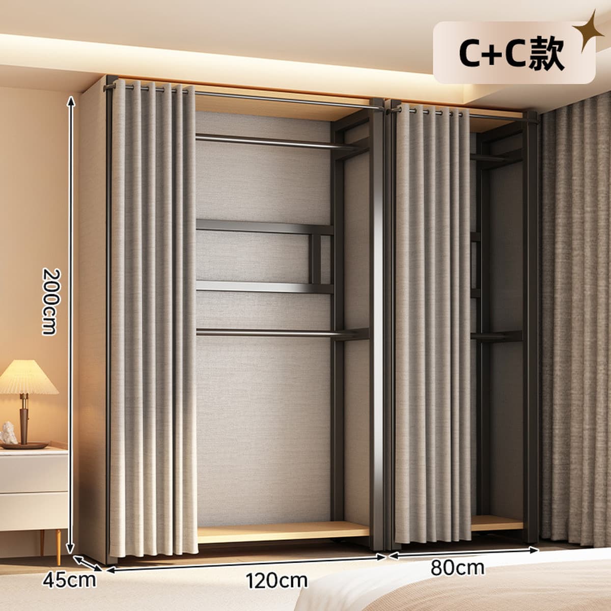 Открытый шкаф для дома, спальни, металлический каркас, гардеробная, стальной шкаф, новая горячая модель 2025 года для...