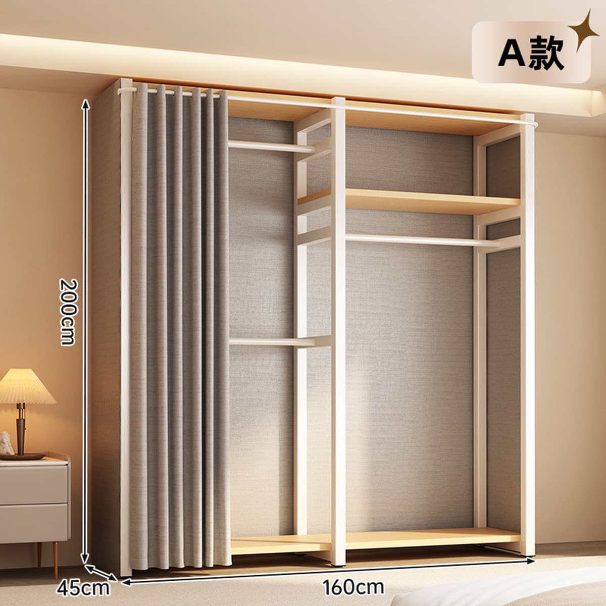 Открытый шкаф для дома, спальни, металлический каркас, гардеробная, стальной шкаф, новая горячая модель 2025 года для...