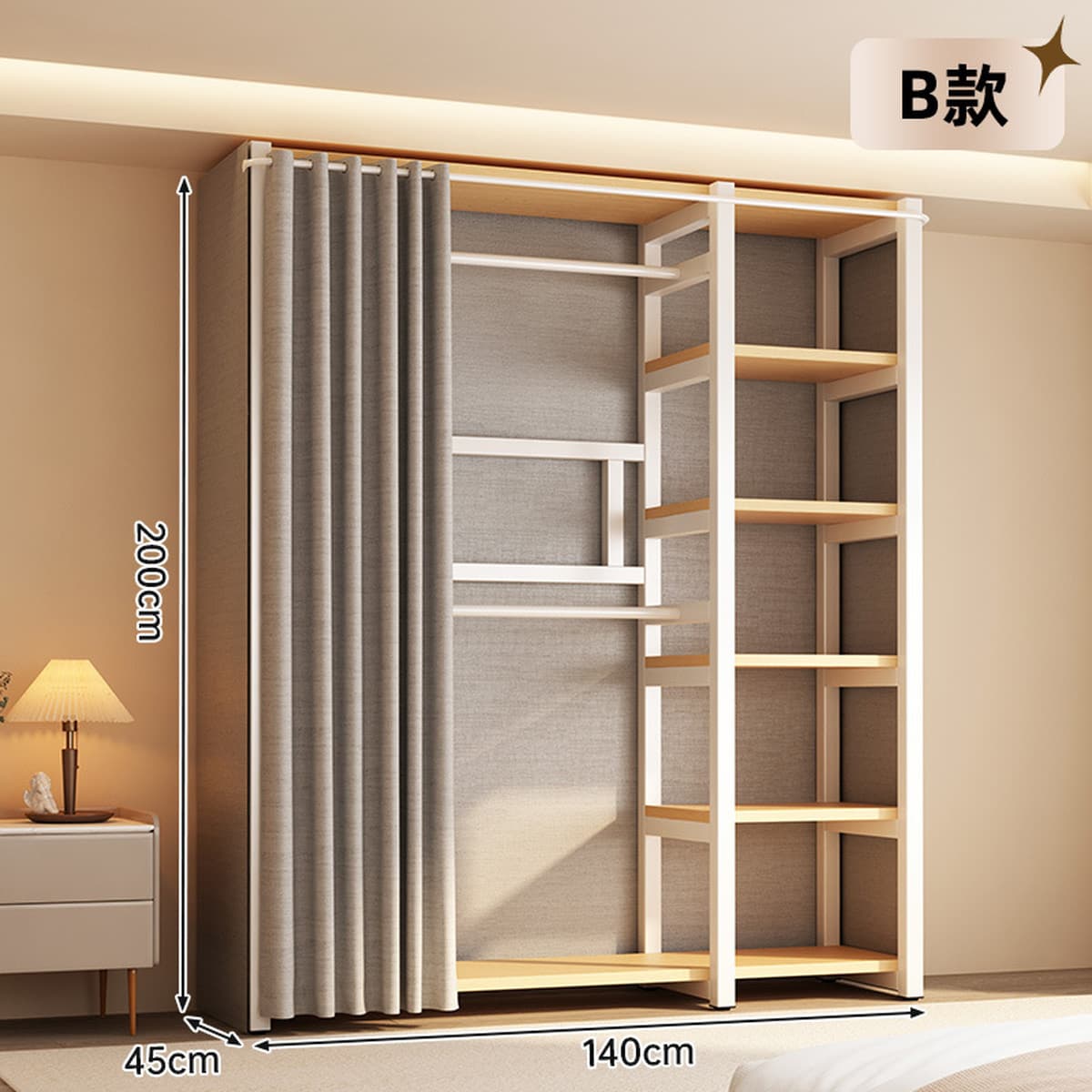 Открытый шкаф для дома, спальни, металлический каркас, гардеробная, стальной шкаф, новая горячая модель 2025 года для...