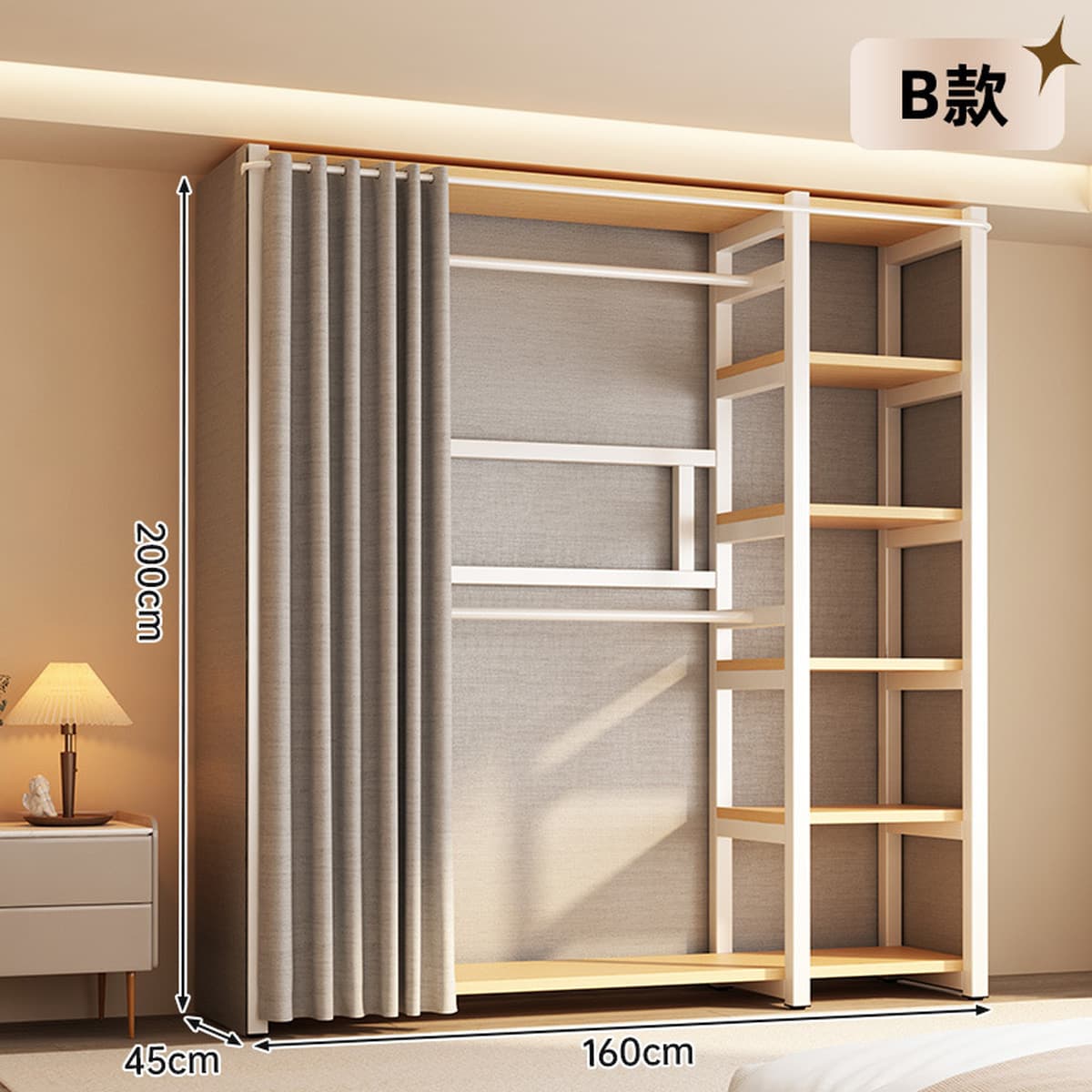 Открытый шкаф для дома, спальни, металлический каркас, гардеробная, стальной шкаф, новая горячая модель 2025 года для...