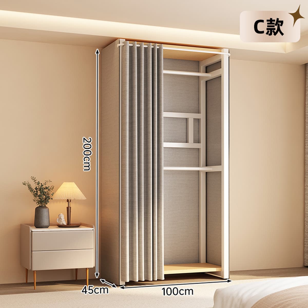 Открытый шкаф для дома, спальни, металлический каркас, гардеробная, стальной шкаф, новая горячая модель 2025 года для...