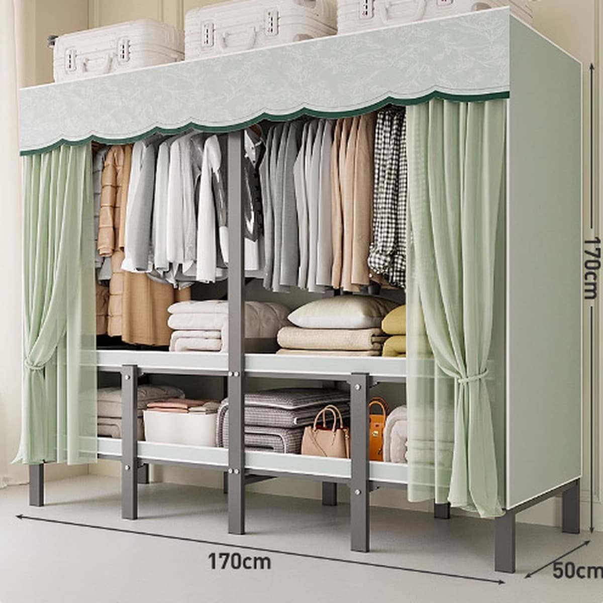 Шкаф Домашняя спальня без установки Простой складной стальной каркас для хранения шкаф прочный и прочный тканый шкаф для...