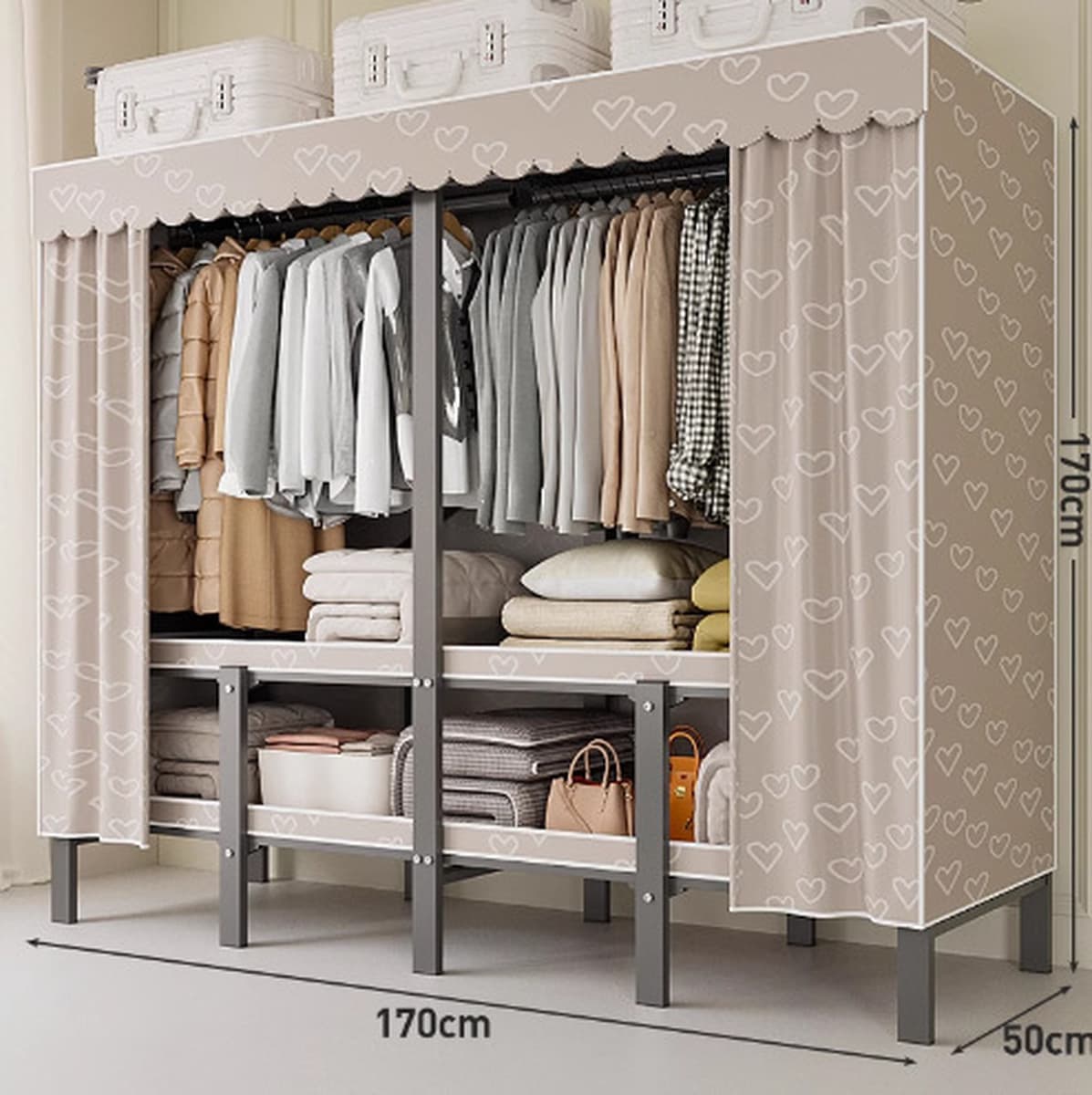 Шкаф Домашняя спальня без установки Простой складной стальной каркас для хранения шкаф прочный и прочный тканый шкаф для...