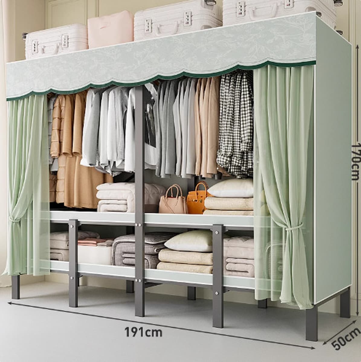 Шкаф Домашняя спальня без установки Простой складной стальной каркас для хранения шкаф прочный и прочный тканый шкаф для...