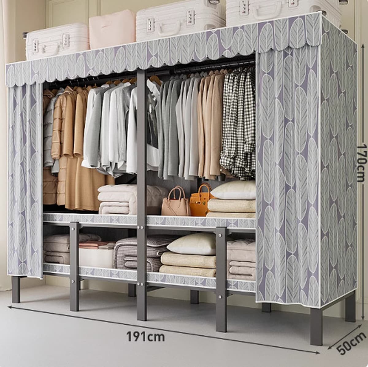 Шкаф Домашняя спальня без установки Простой складной стальной каркас для хранения шкаф прочный и прочный тканый шкаф для...