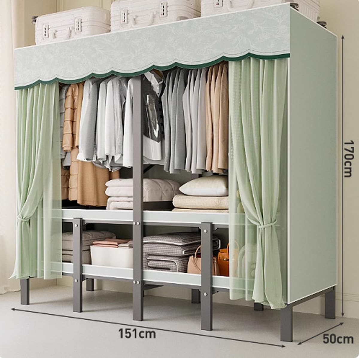 Шкаф Домашняя спальня без установки Простой складной стальной каркас для хранения шкаф прочный и прочный тканый шкаф для...