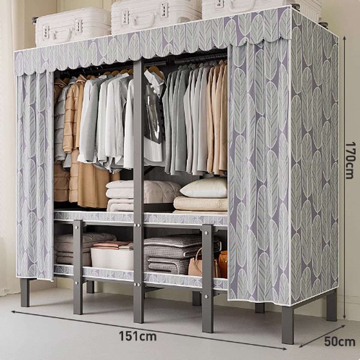 Шкаф Домашняя спальня без установки Простой складной стальной каркас для хранения шкаф прочный и прочный тканый шкаф для...
