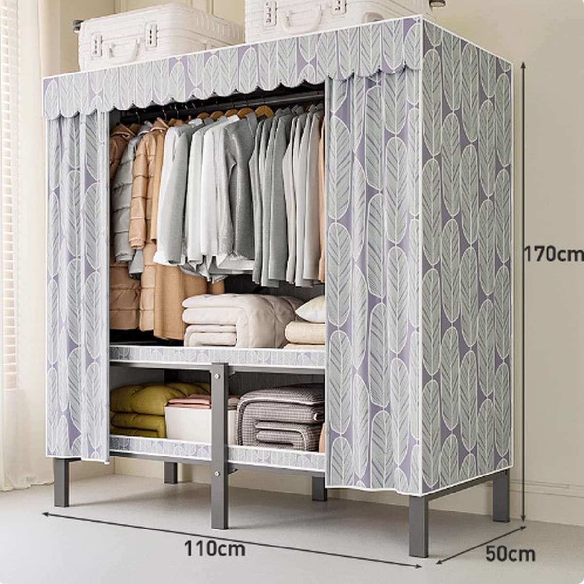 Шкаф Домашняя спальня без установки Простой складной стальной каркас для хранения шкаф прочный и прочный тканый шкаф для...