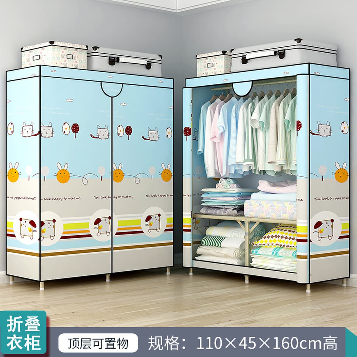 Гардероб простой сборки, складной тканевый шкаф для арендного жилья, новый, с золотой стальной рамой, тканевый шкаф для...