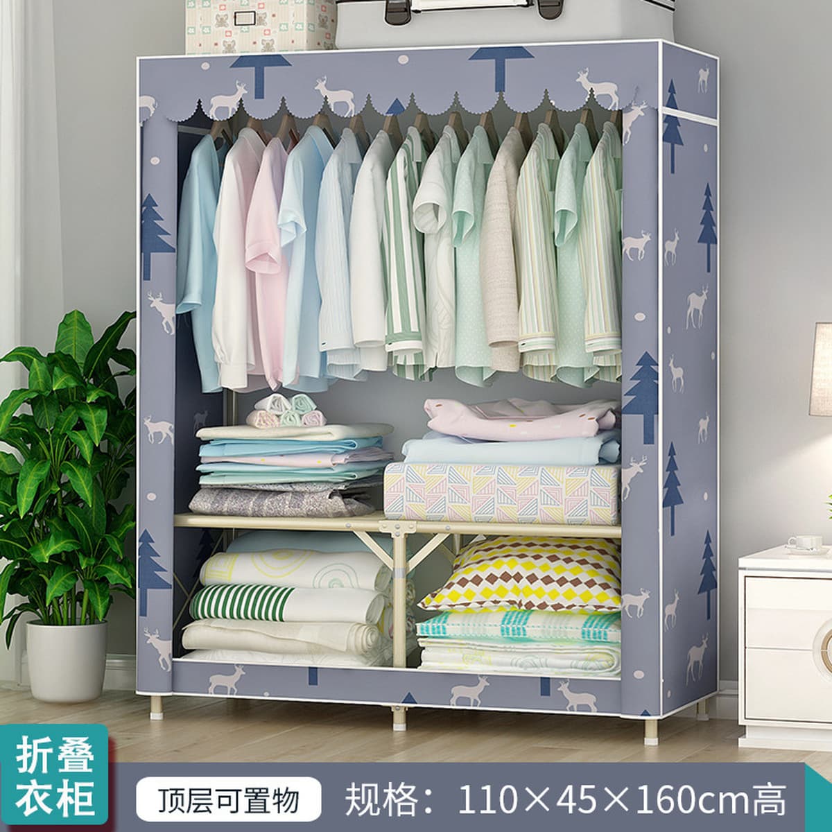 Гардероб простой сборки, складной тканевый шкаф для арендного жилья, новый, с золотой стальной рамой, тканевый шкаф для...