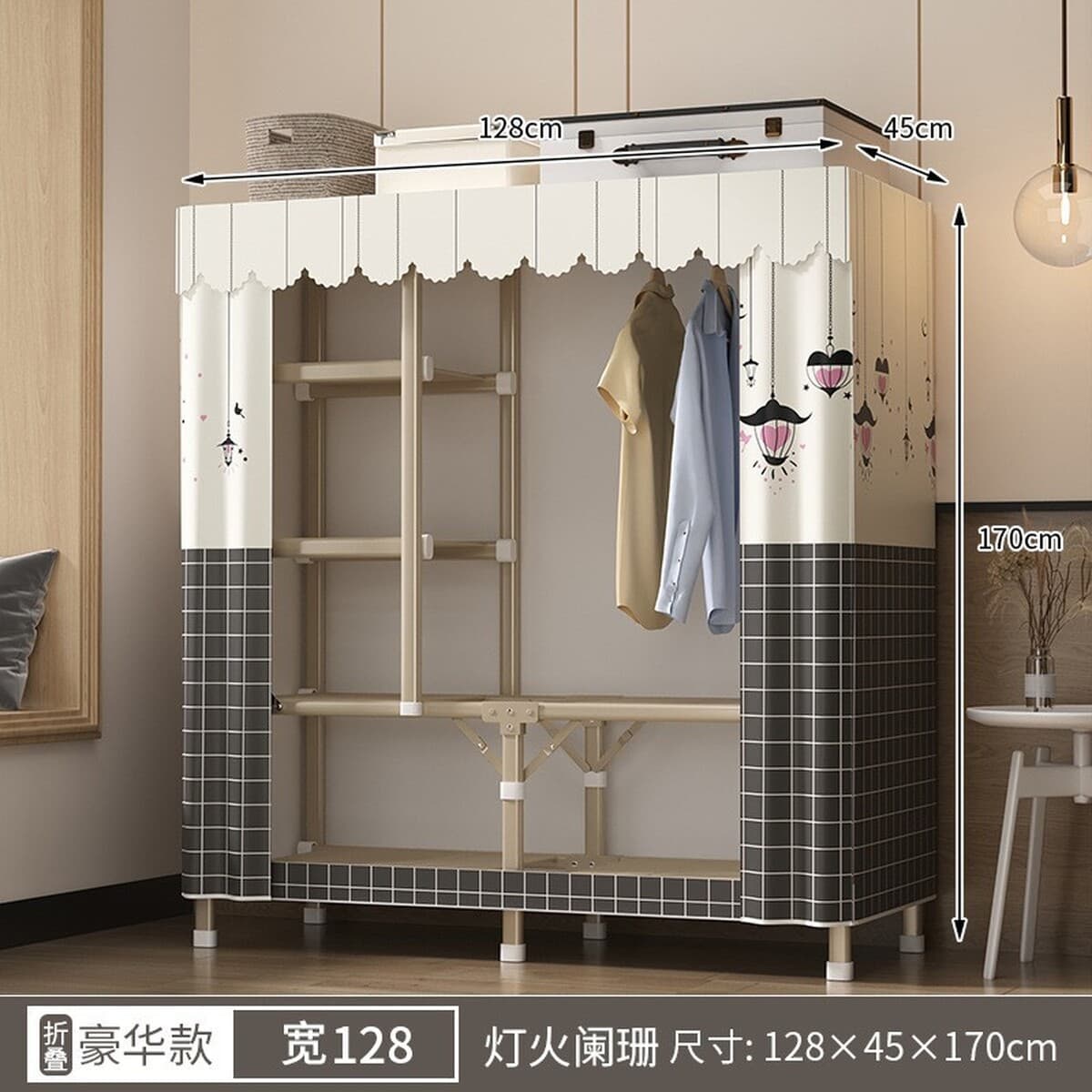 Гардероб простой сборки, складной тканевый шкаф для арендного жилья, новый, с золотой стальной рамой, тканевый шкаф для...