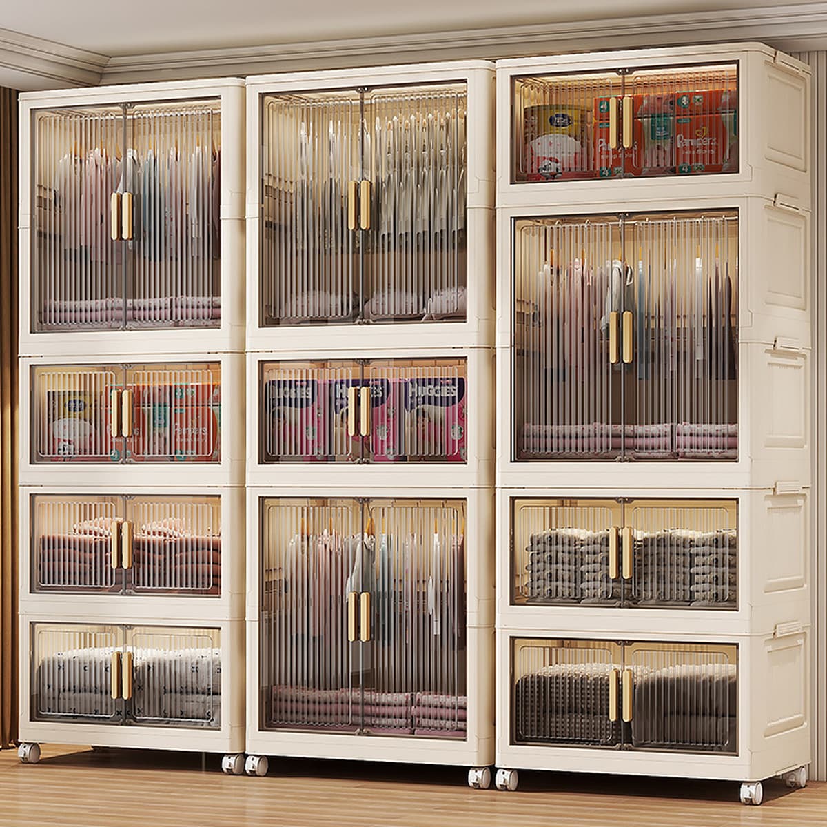 Складной шкаф для хранения, простая сборка, многослойный многофункциональный детский гардероб, детская одежда, шкаф для...