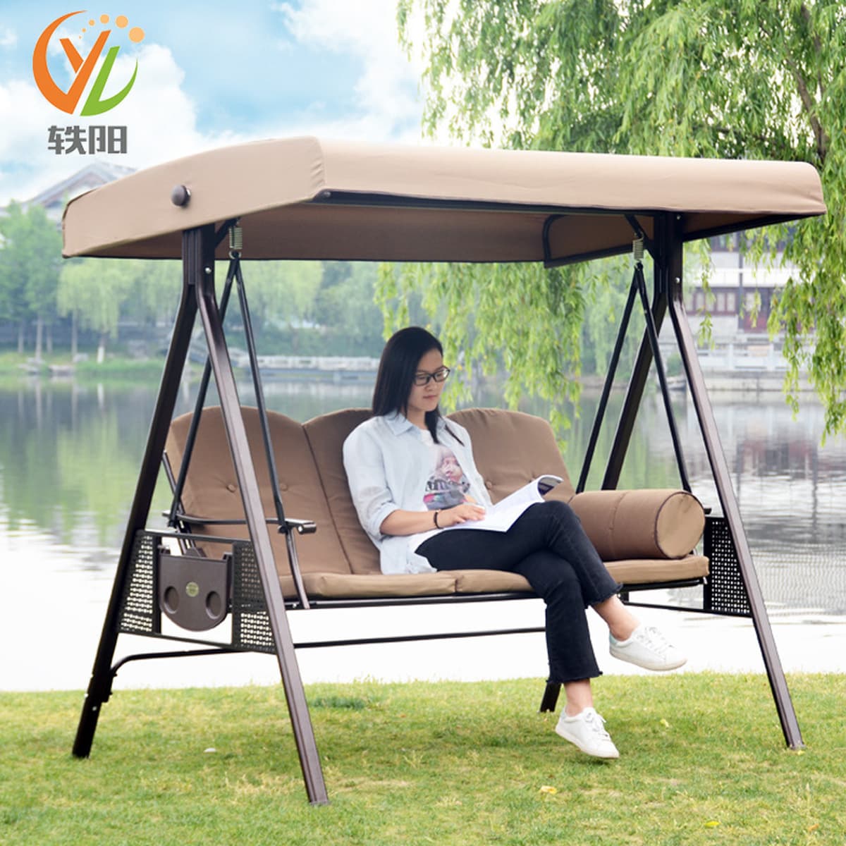 Открытый качели стул Двор Сад отдых подвесной стул Кованое железо качели стул открытый кресло-качалка гамак открытый воздух...