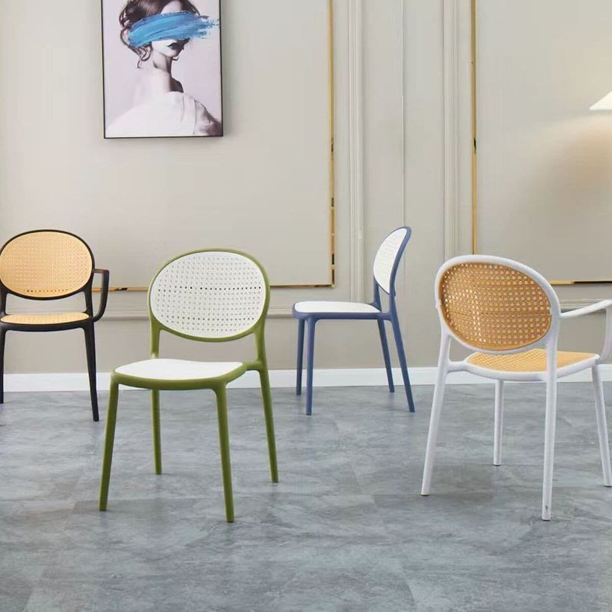 Пластиковый стул из ротанга, подержанный стул из ротанга с подлокотниками, дышащий домашний обеденный стул, коммерческий...