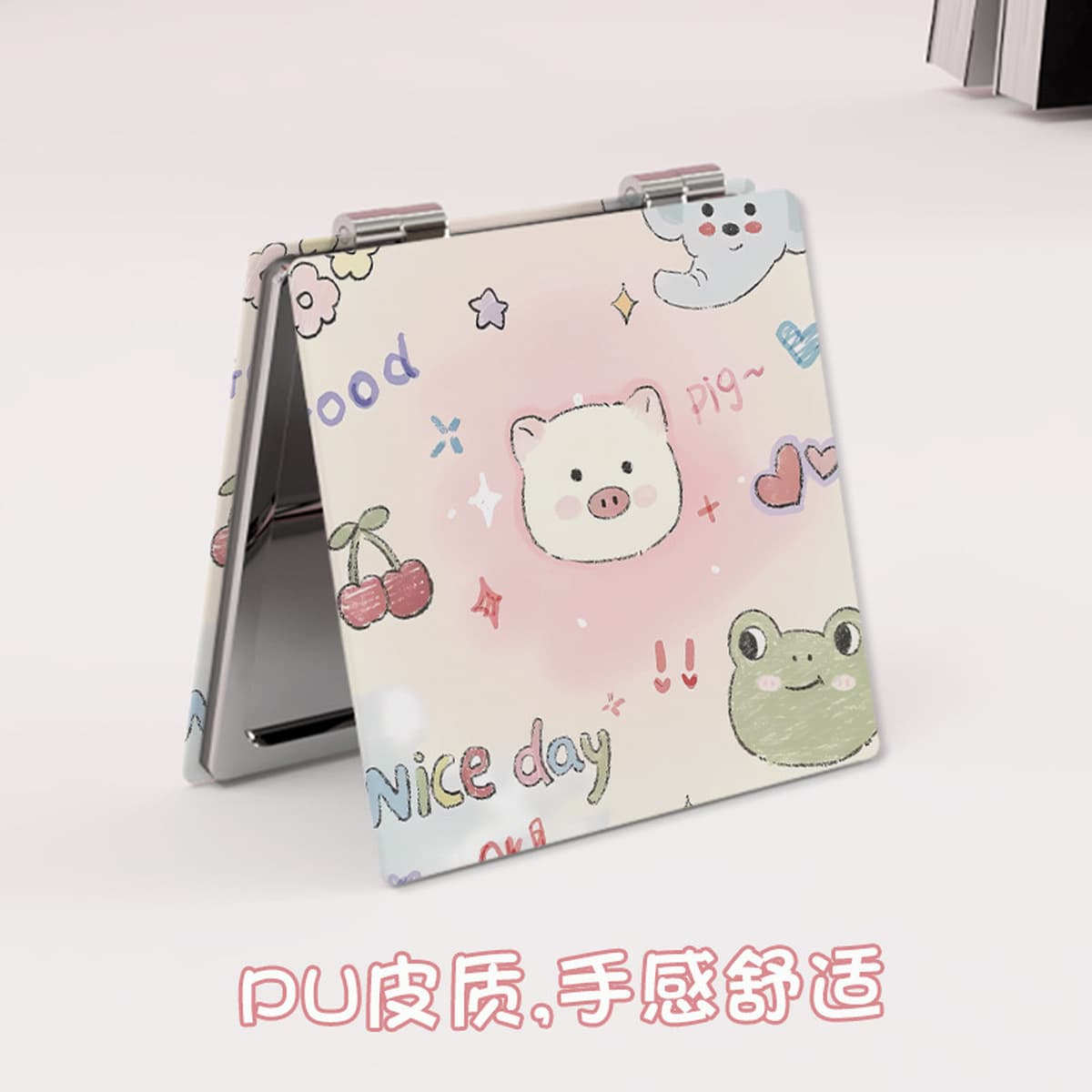 Маленькое зеркало портативный студент ручное зеркало двухсторонний складной милый ins корейский свежий щенок макияж зеркало