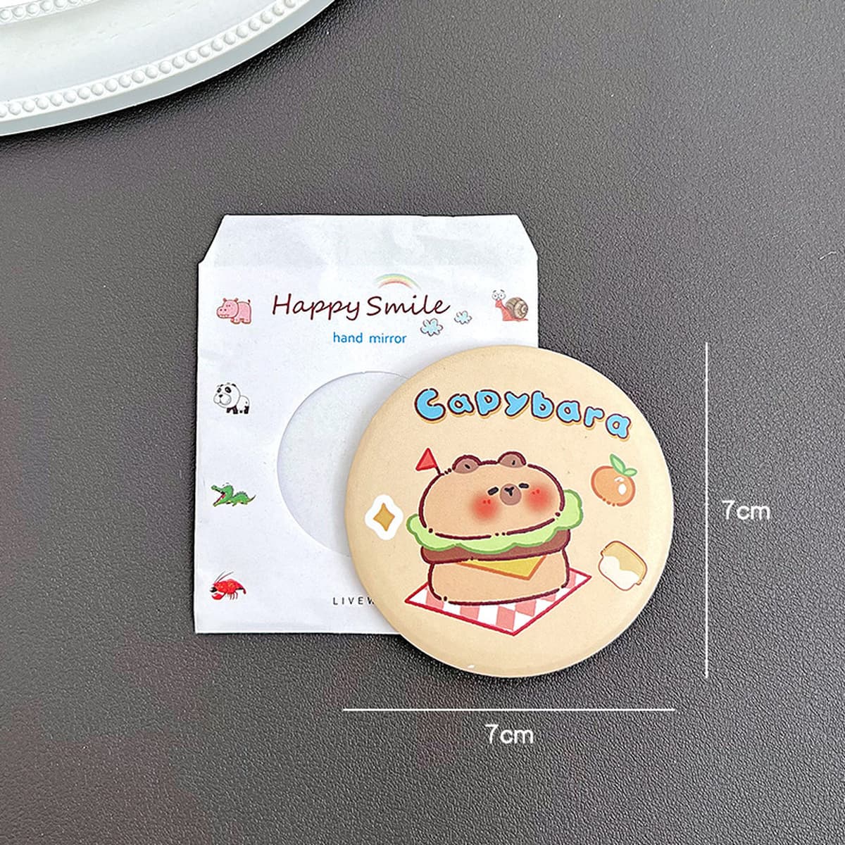 Капибара зеркало милые портативные маленькие круглые зеркала жесть портативные зеркала мультфильм одностороннего зеркала для...