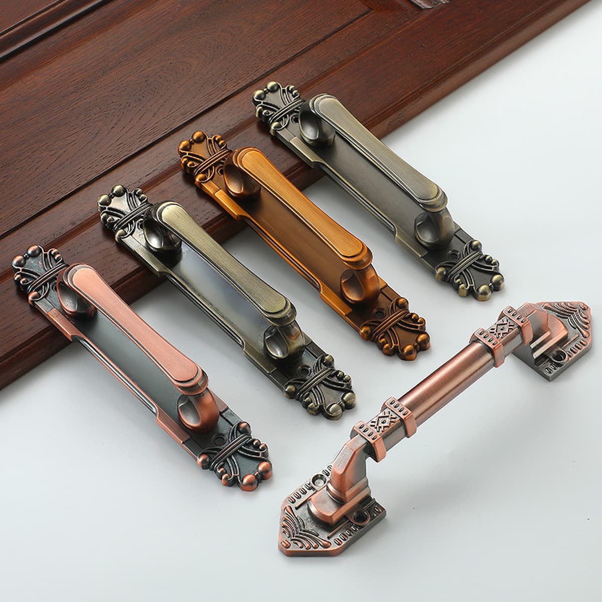 Легкая Роскошная Ретро Открытая деревянная дверная ручка Китайская Античная Медная цинковая сплав Открытая дверь Раздвижная...