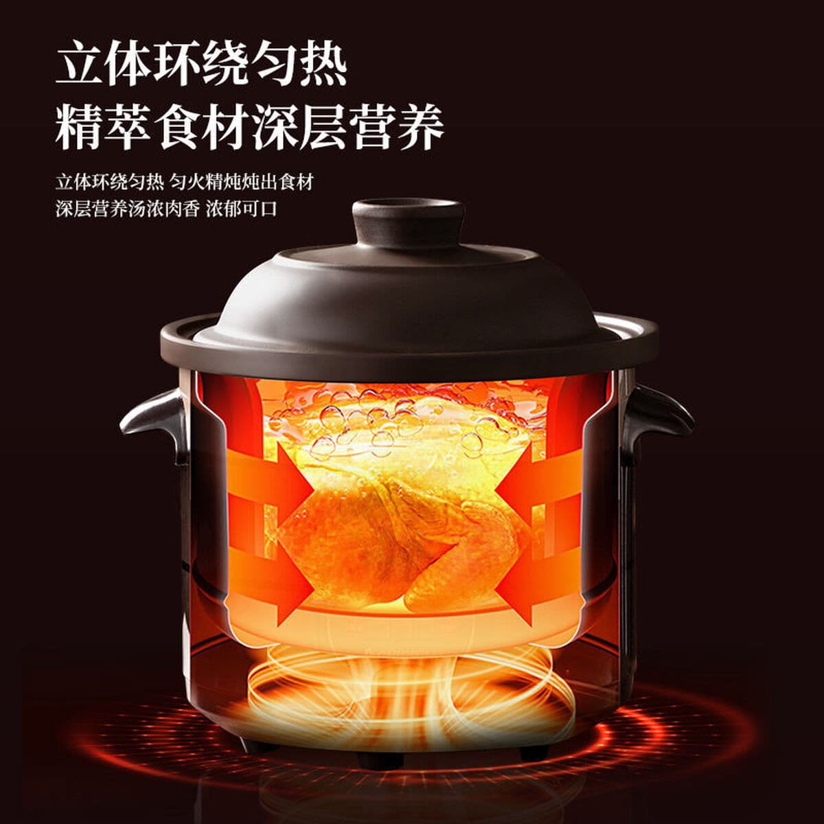 Электрическая кастрюля Chigo, фиолетовая глиняная кастрюля для сохранения здоровья, для супов, каш, многофункциональная...