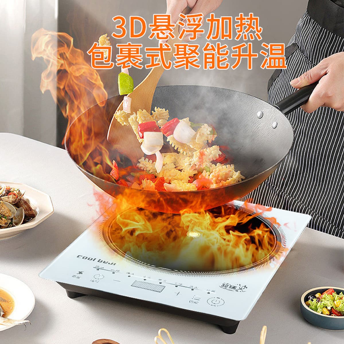 Индукционная плита Бытовая 2200 Вт Super Firepower Сенсорный экран Многофункциональная ожесточенная Жарка Мощная...