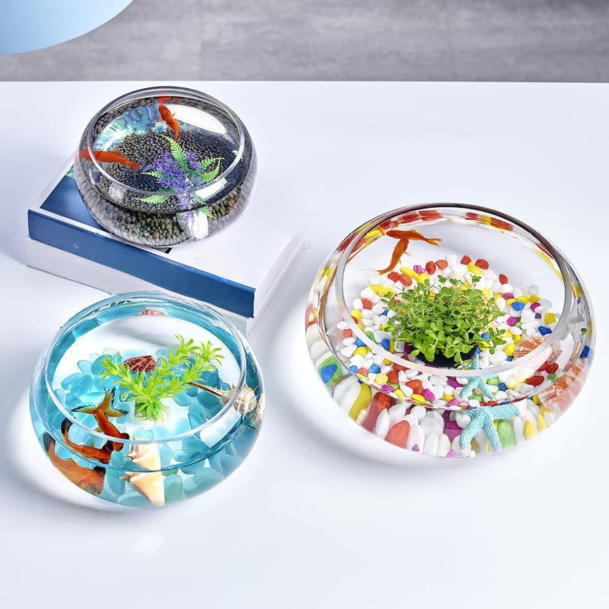 Аквариум Товары Производитель рыбы аквариум стеклянный круглый стол для гостиной ландшафтная небольшая мини-столовая...