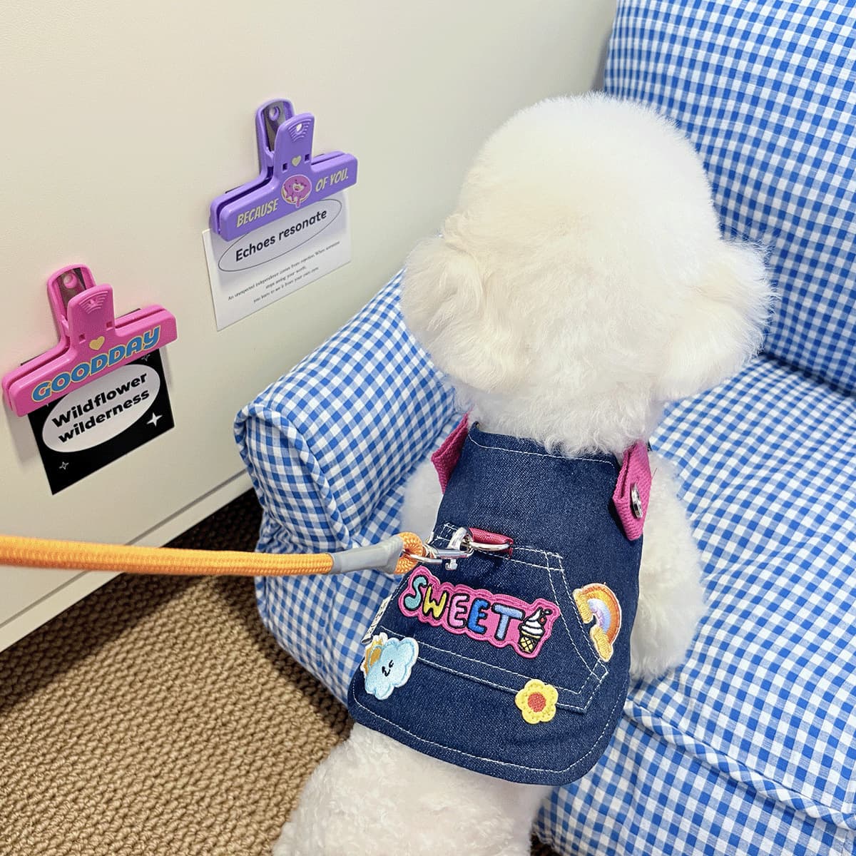 Поводок для домашних животных, джинсовый ремень дофамина для кошек и собак, подходит для Тедди, Бишона, Шнауцера,...