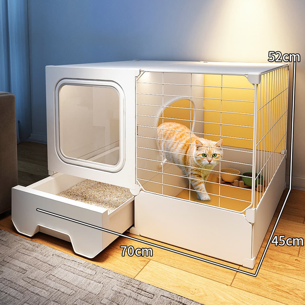 Интегрированная клетка для кошек, кошачий домик, туалет, кошачий домик, пустая зона для кошек, в помещении без свободного...