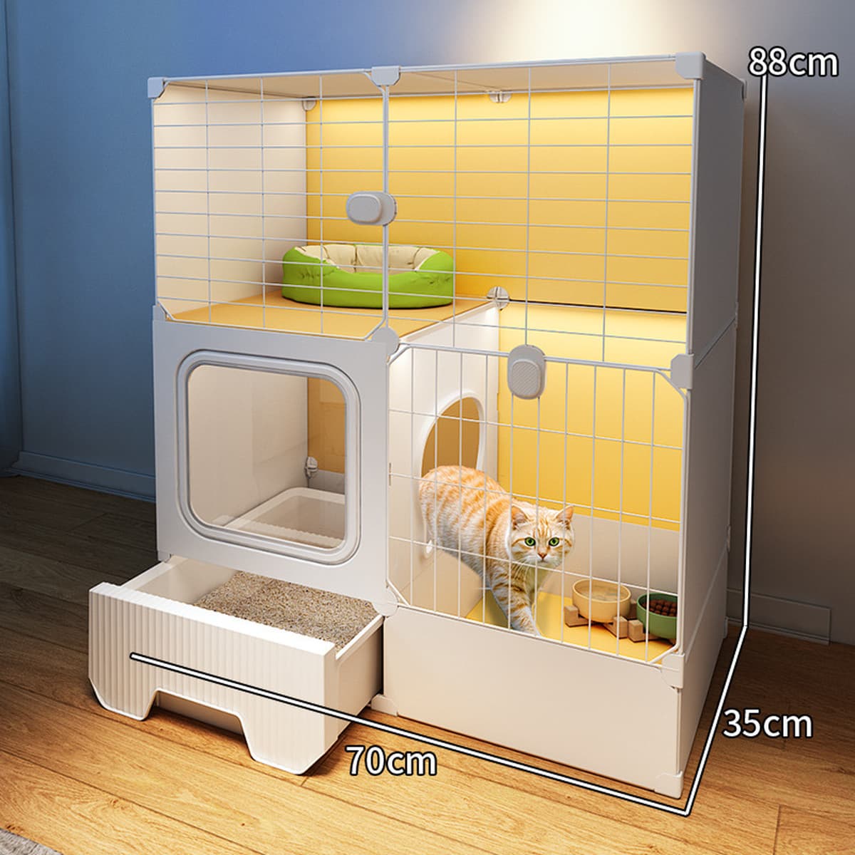 Интегрированная клетка для кошек, кошачий домик, туалет, кошачий домик, пустая зона для кошек, в помещении без свободного...