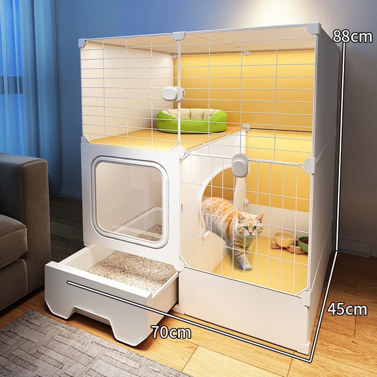 Интегрированная клетка для кошек, кошачий домик, туалет, кошачий домик, пустая зона для кошек, в помещении без свободного...