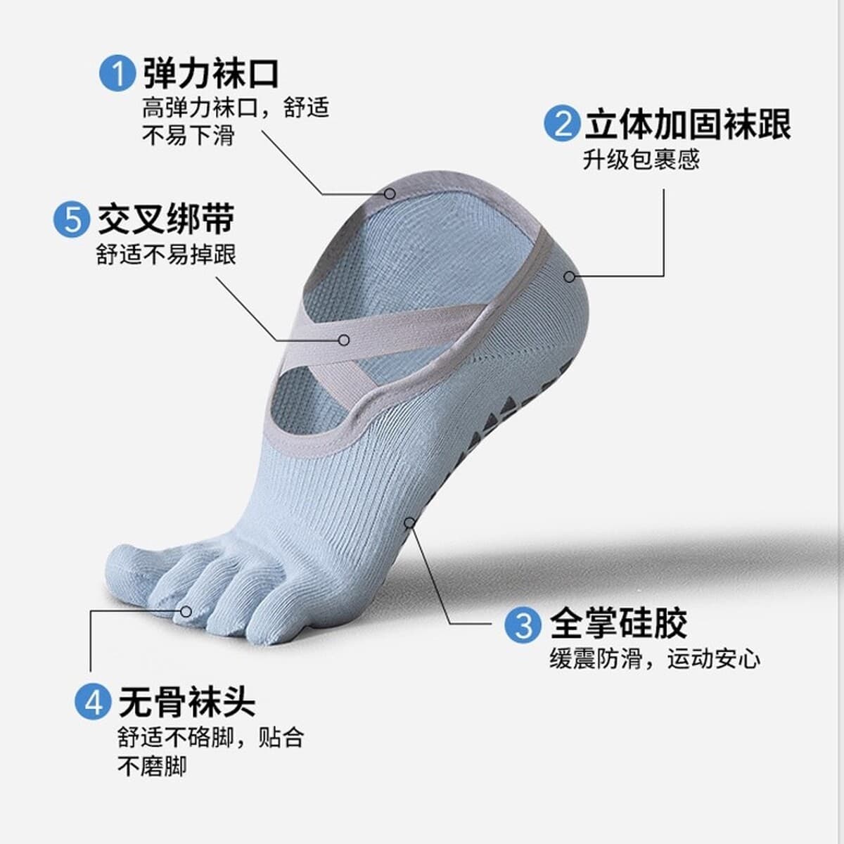 Нескользящие профессиональные женские носки для йоги с пятью пальцами, летние тонкие спортивные носки для занятий пилатесом...