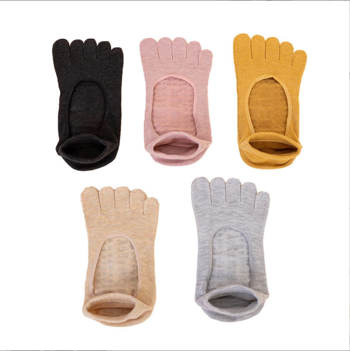 Весенне-летние носки для йоги с открытой спиной, нескользящие носки с пятью пальцами, однотонный хлопковый спортивный...