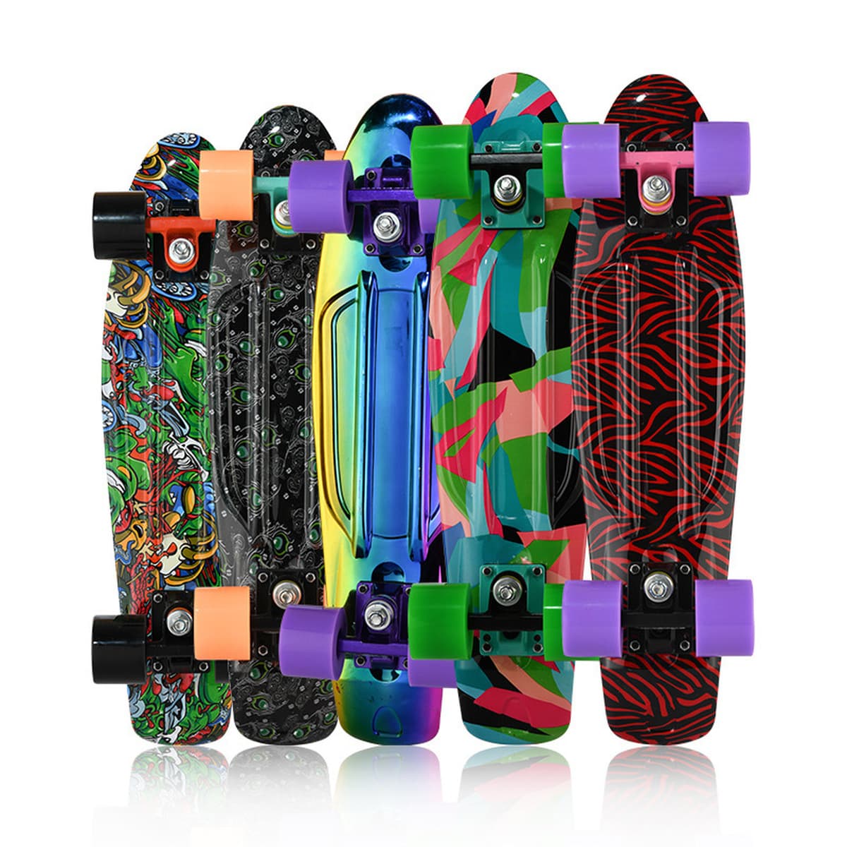 22-дюймовая однотонная пластиковая Рыбная доска для начинающих, Молодежный четырехколесный скутер, Детский скейтборд,...