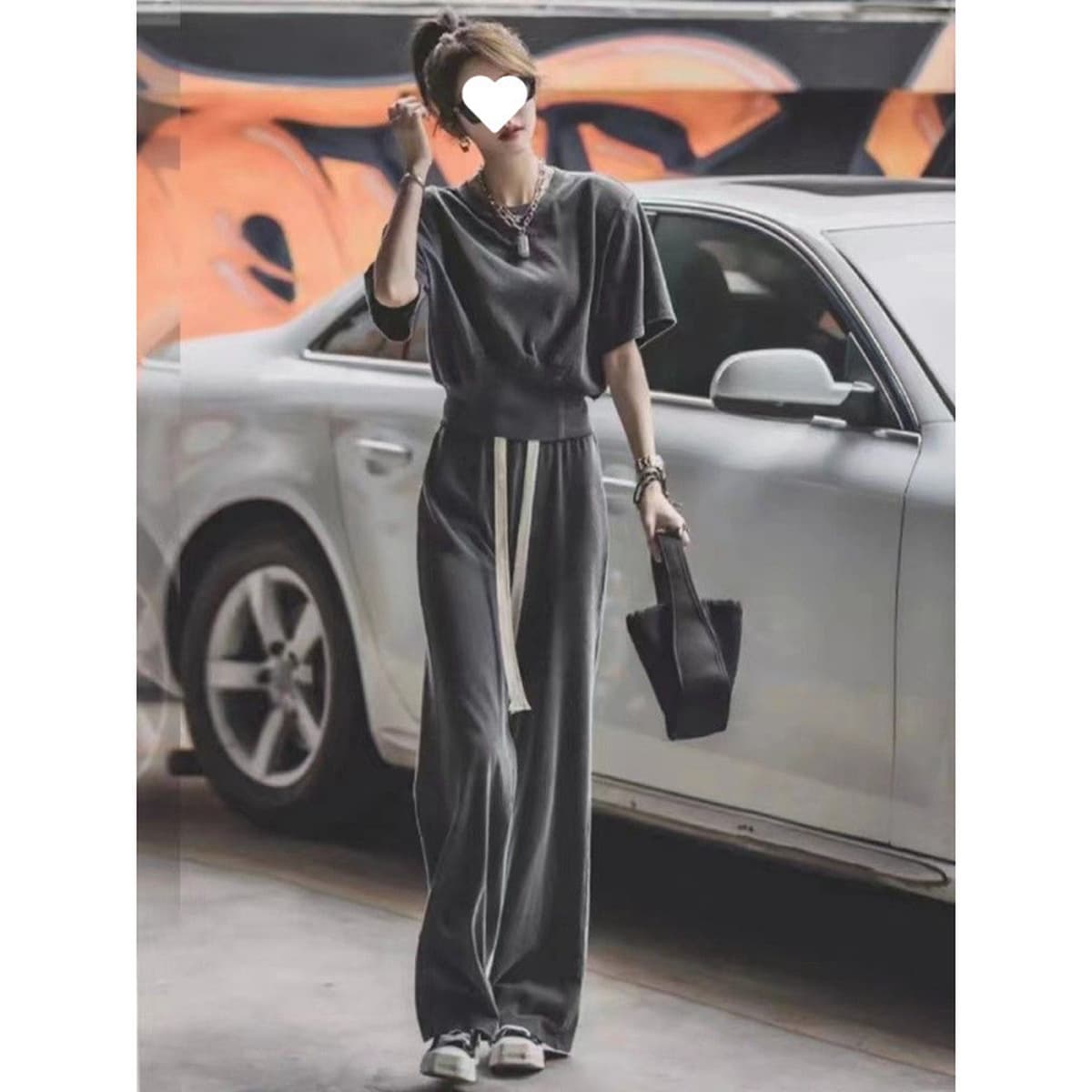 Женский спортивный костюм в стиле Salt, летний свободный корейский модный комплект из чистого хлопка с короткими рукавами и...