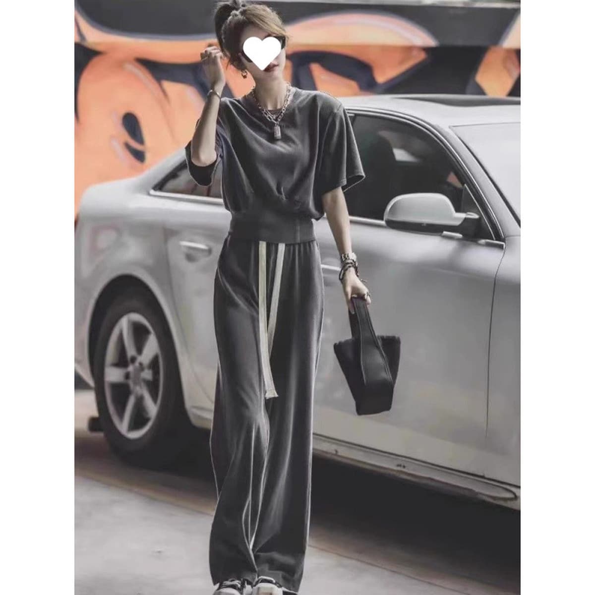 Женский спортивный костюм в стиле Salt, летний свободный корейский модный комплект из чистого хлопка с короткими рукавами и...