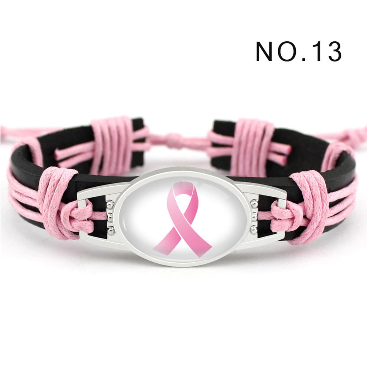 Breast Cancer bracelet Лента кожаный браслет для борьбы с вирусом ВИЧ тканый кожаный браслет