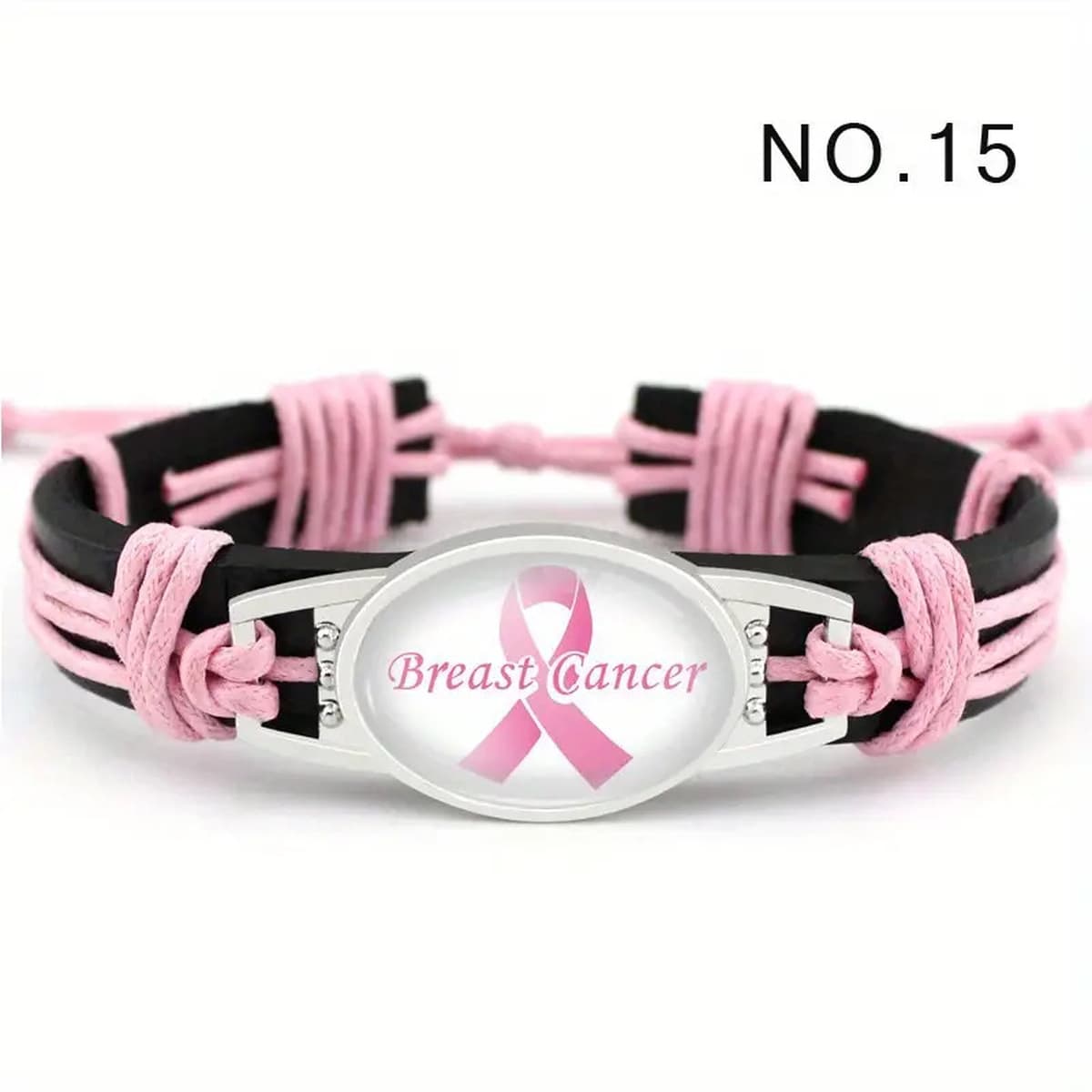 Breast Cancer bracelet Лента кожаный браслет для борьбы с вирусом ВИЧ тканый кожаный браслет
