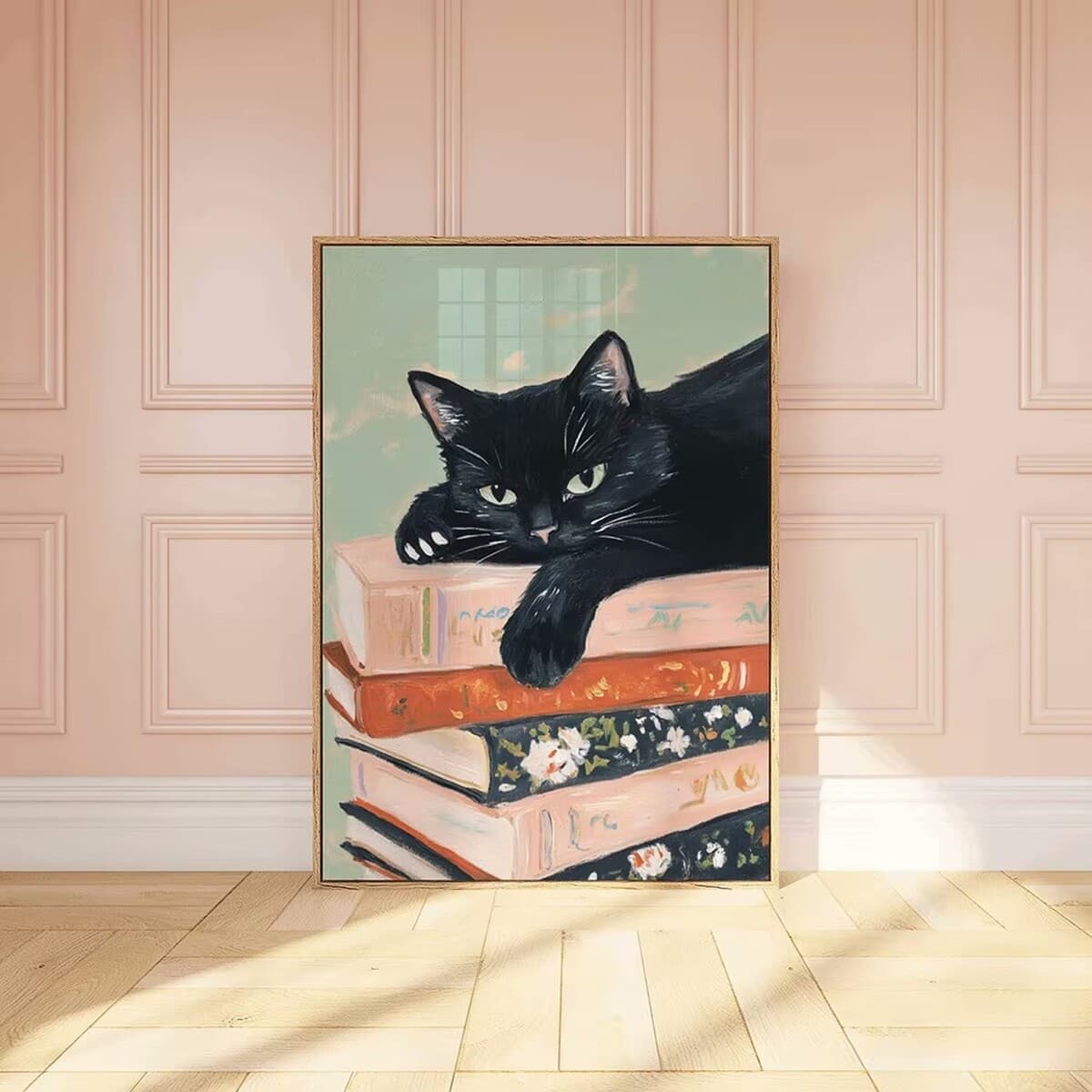 Трансграничный взрыв Черная кошка книга энтузиастов плакат настенное искусство печать холст роспись сложенные книги животных...