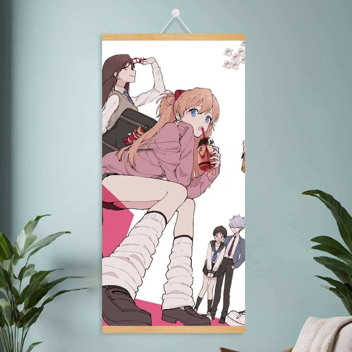 Мультяшный комикс, милый и симпатичный постер с девушкой, фабрика дропшипинга, рулонная картина из массива дерева, подвесная...