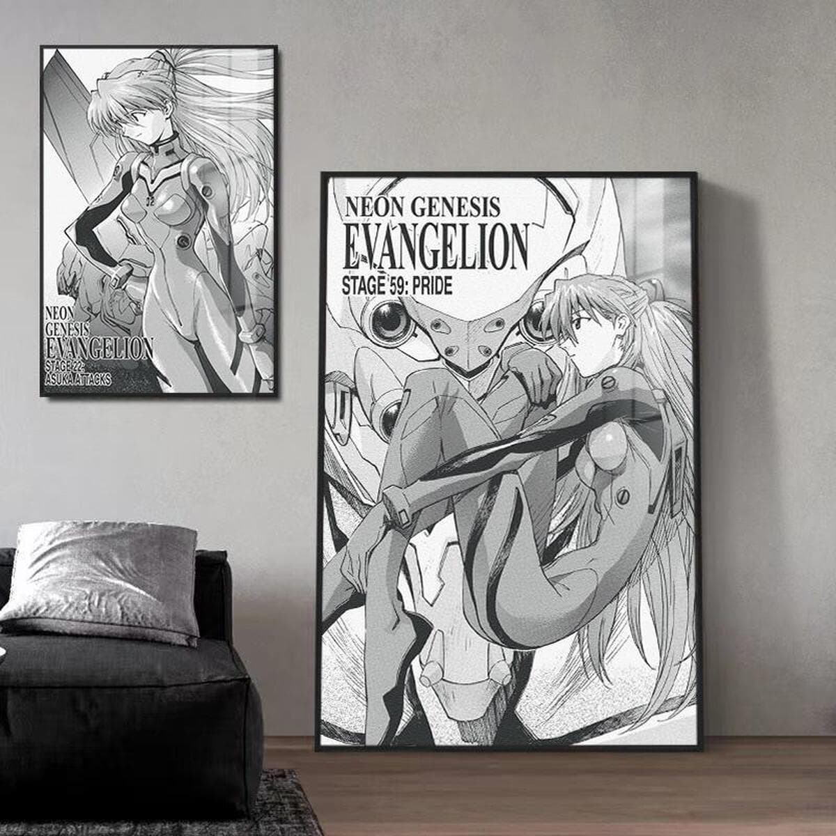 EVA Черно-белый комический плакат Декоративная роспись киберспорт комната кабинет спальня декоративная стена Евангелион...