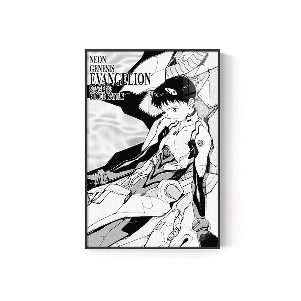 EVA Черно-белый комический плакат Декоративная роспись киберспорт комната кабинет спальня декоративная стена Евангелион...