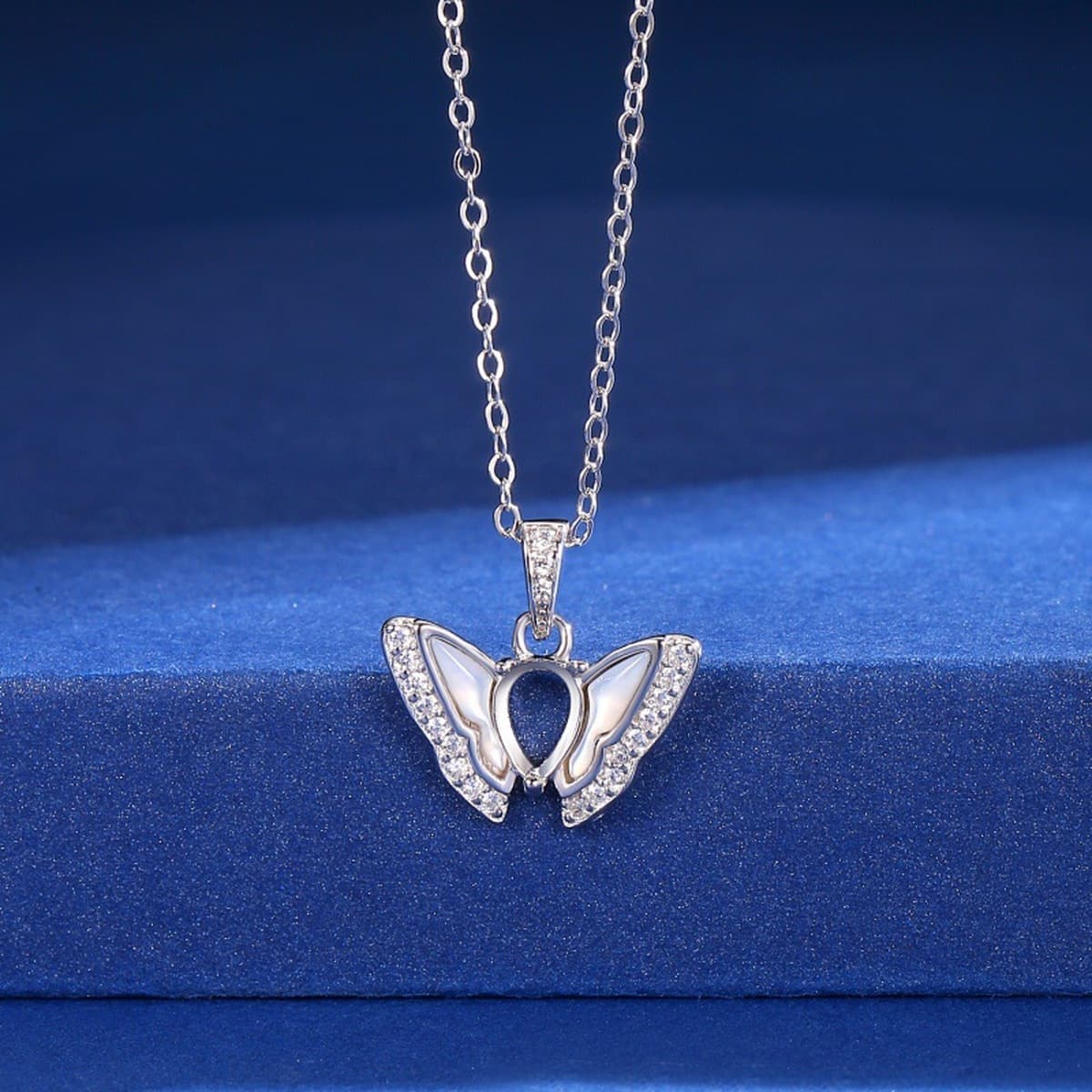 Стерлинговое серебро s925, пустое грушевидное ожерелье в форме бабочки 4*6 мм для женщин, доступный роскошный дизайн,...