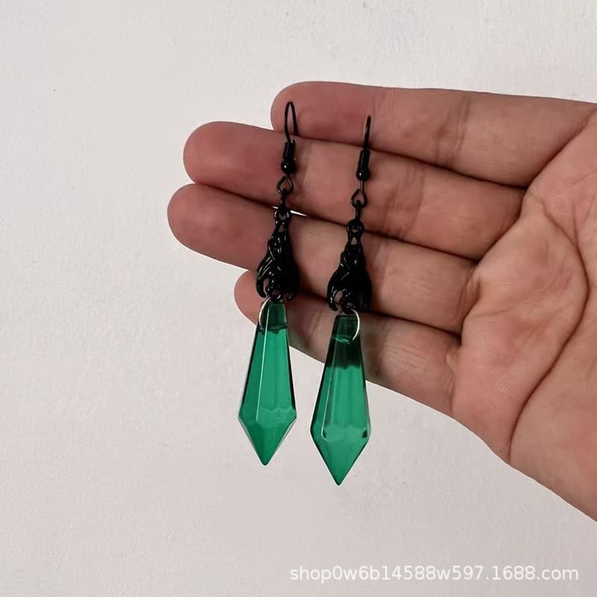 Трансграничные популярные серьги-подвески с красными, черными, зелеными и фиолетовыми драгоценными камнями, декоративные...