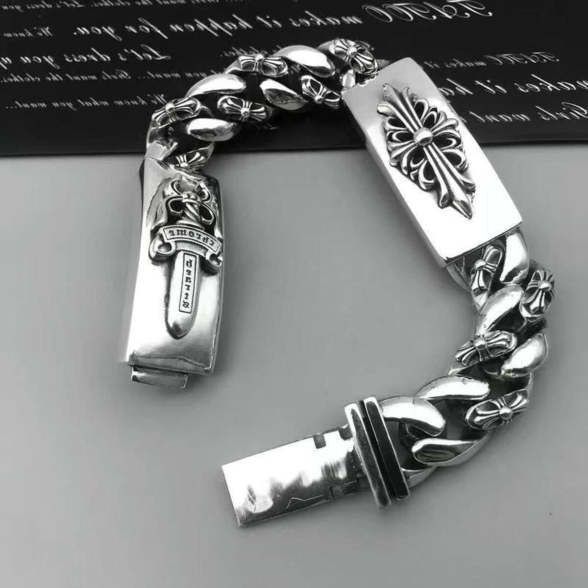 Модный браслет CH с сердцем в виде вороны, с крупной надписью, крестом, кубиками, цветком-шпилем, парный стиль, оптовая...