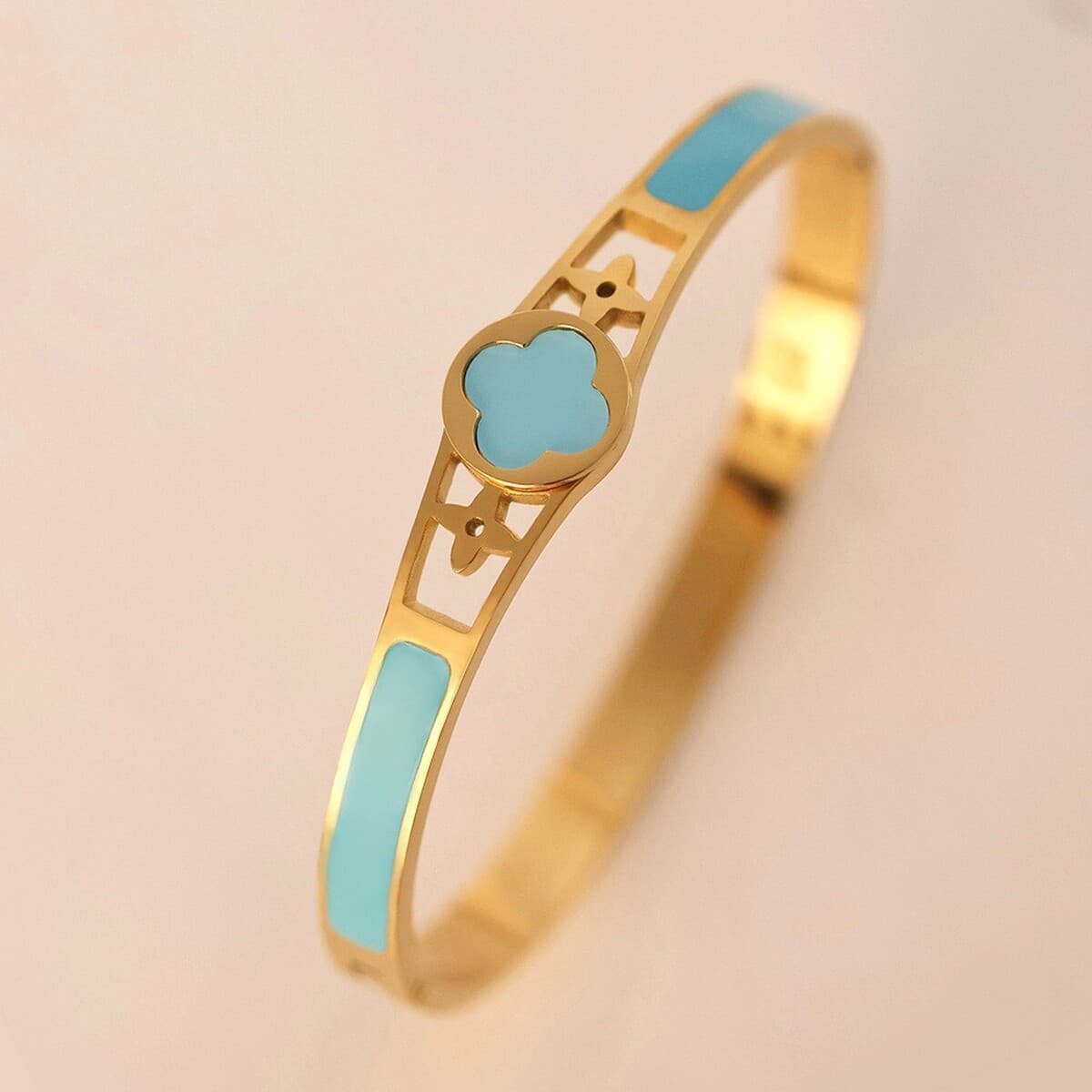 Женский браслет с четырехлистным клевером, покрытый гальваническим покрытием, не выцветает, экологичный, европейский и...