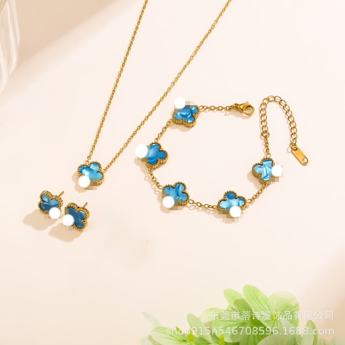 Популярный набор из трех предметов: колье, браслет и серьги с четырехлистным клевером 13 мм, универсальный клевер с...