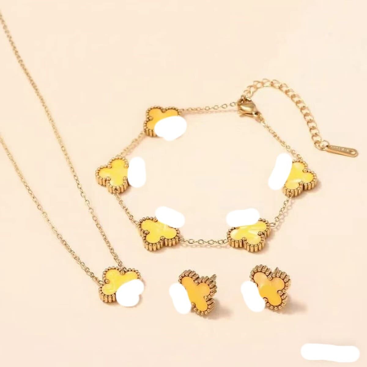 Популярный набор из трех предметов: колье, браслет и серьги с четырехлистным клевером 13 мм, универсальный клевер с...