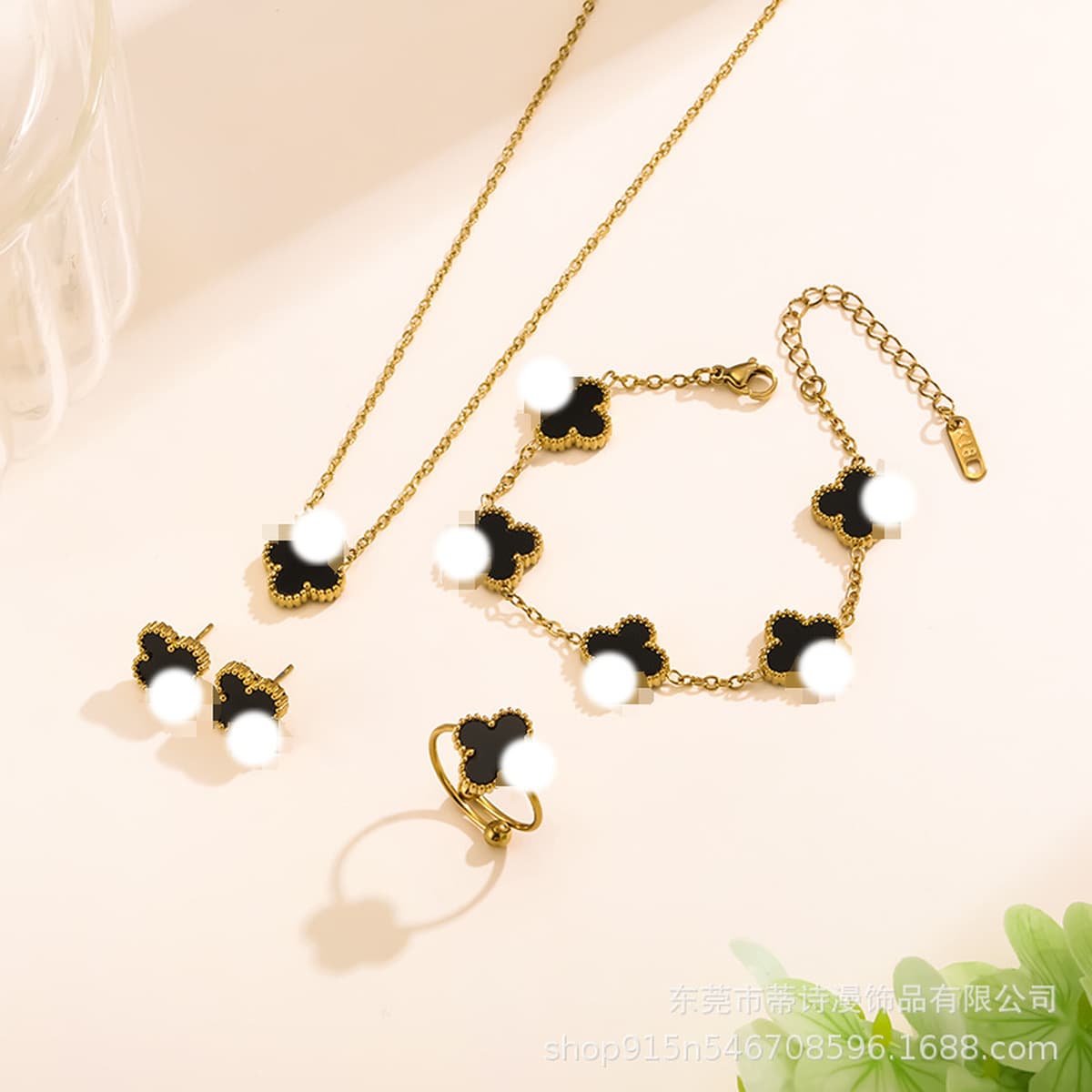 Популярный набор из трех предметов: колье, браслет и серьги с четырехлистным клевером 13 мм, универсальный клевер с...