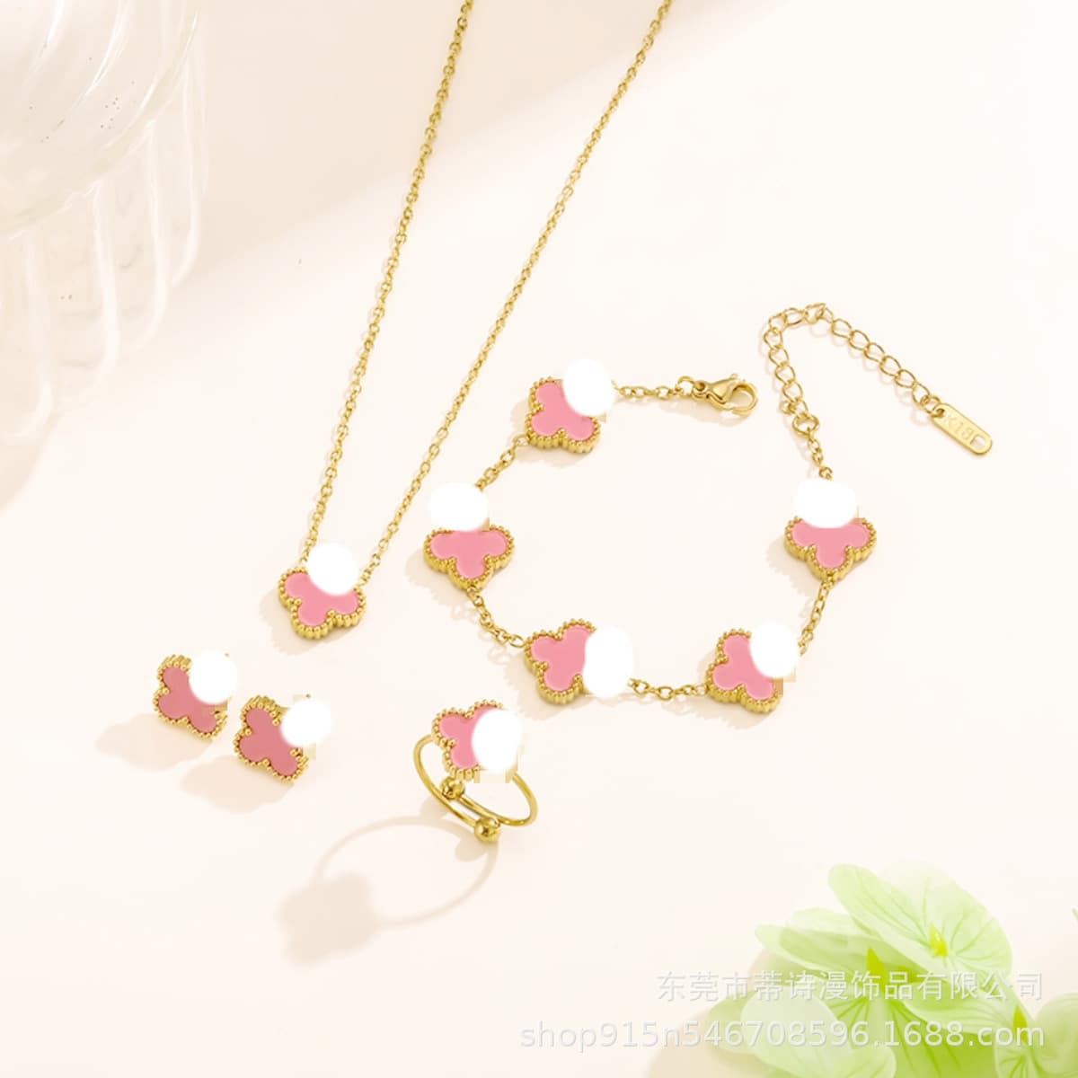 Популярный набор из трех предметов: колье, браслет и серьги с четырехлистным клевером 13 мм, универсальный клевер с...